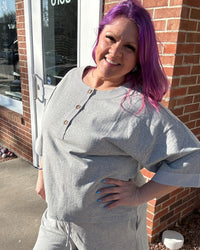 Contrast Striped Trim Set | Heather Grey