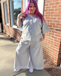 Contrast Striped Trim Set | Heather Grey