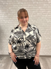 Tropical Breeze Button Up Shirt | Black & White