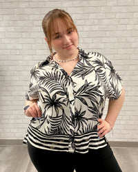 Tropical Breeze Button Up Shirt | Black & White