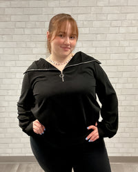 Half Zipper Ribbed Pullover | Black