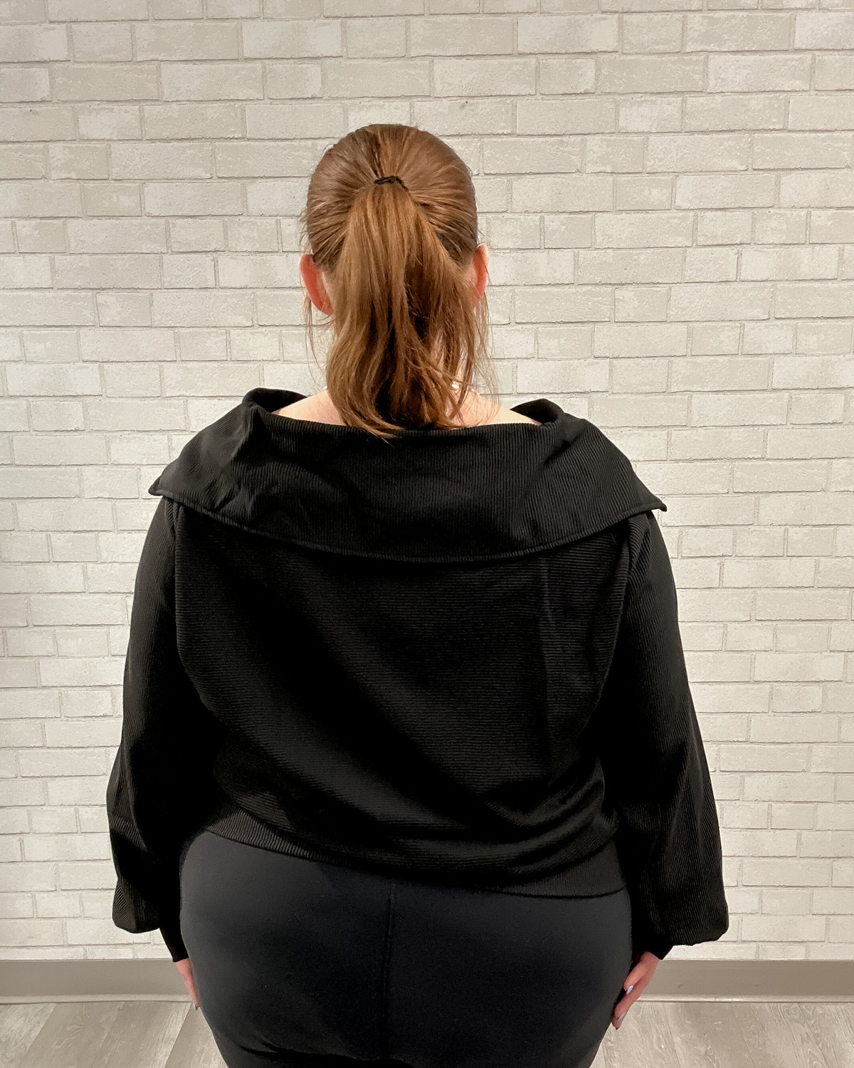 Half Zipper Ribbed Pullover | Black