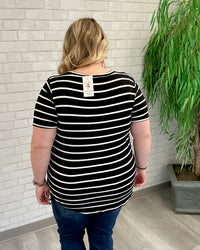 Stripe V-Neck Tee | Black & Ivory