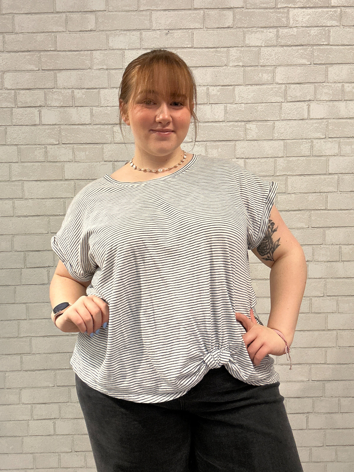 Navy/White Striped Short Sleeve Tee - Cotton Bleu