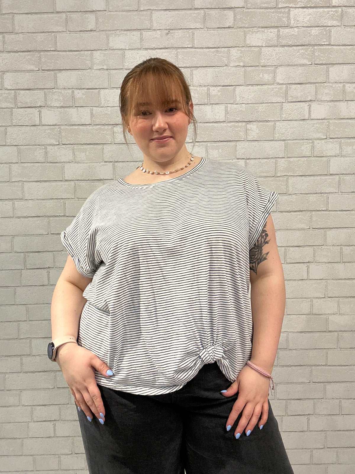 Navy/White Striped Short Sleeve Tee - Cotton Bleu