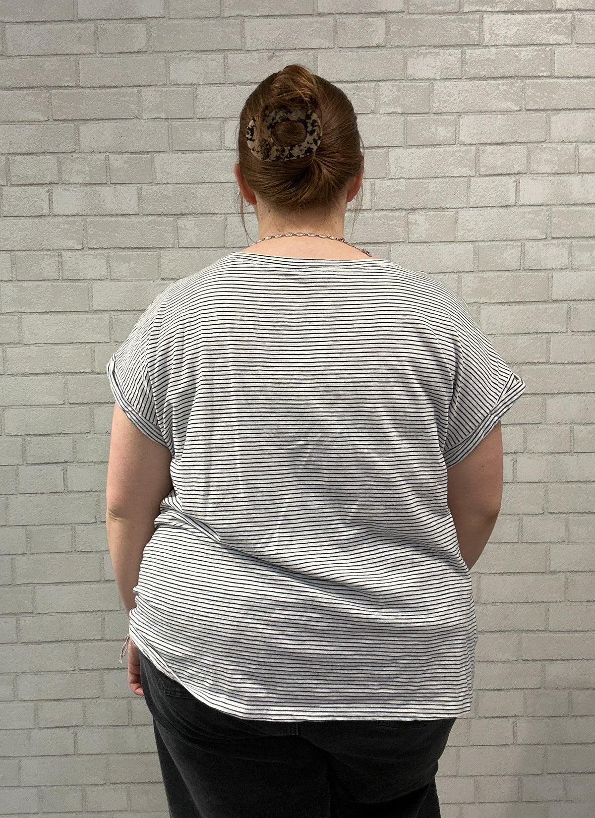 Navy/White Striped Short Sleeve Tee - Cotton Bleu