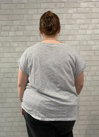 Navy/White Striped Short Sleeve Tee - Cotton Bleu