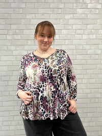 Purple Abstract Animal Print Top - Emerald