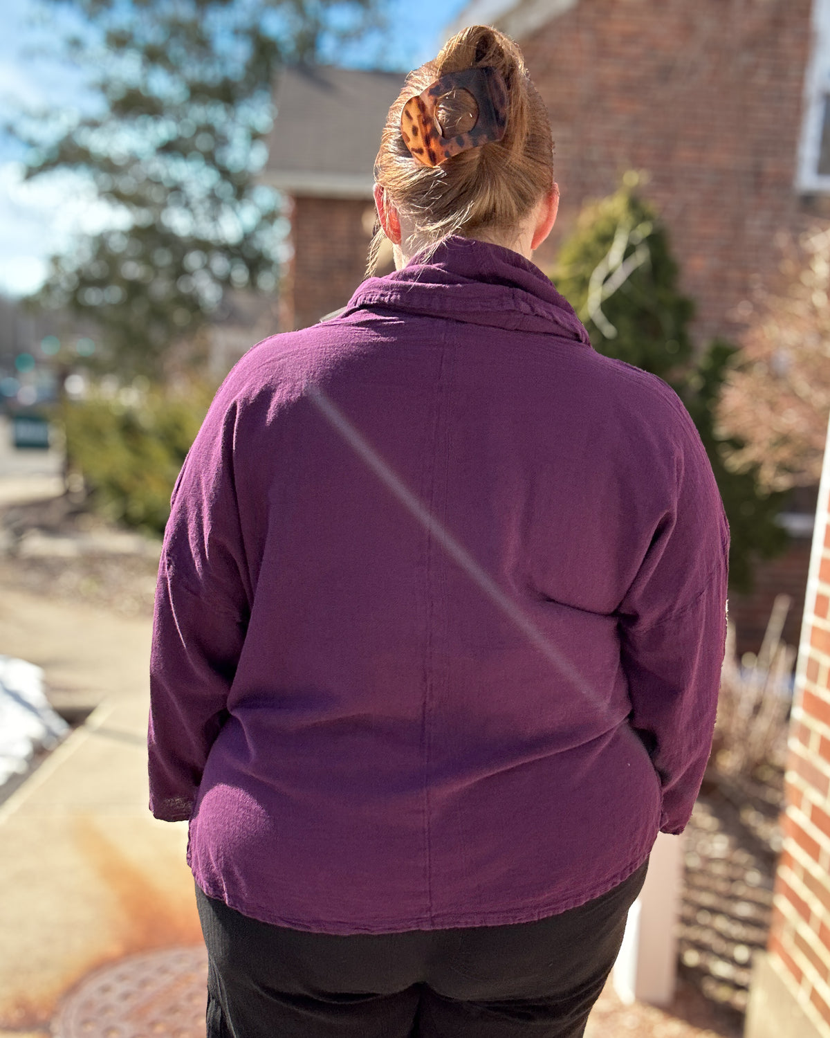 Tortus Cotton Gauze Cowl Neck | Amethyst