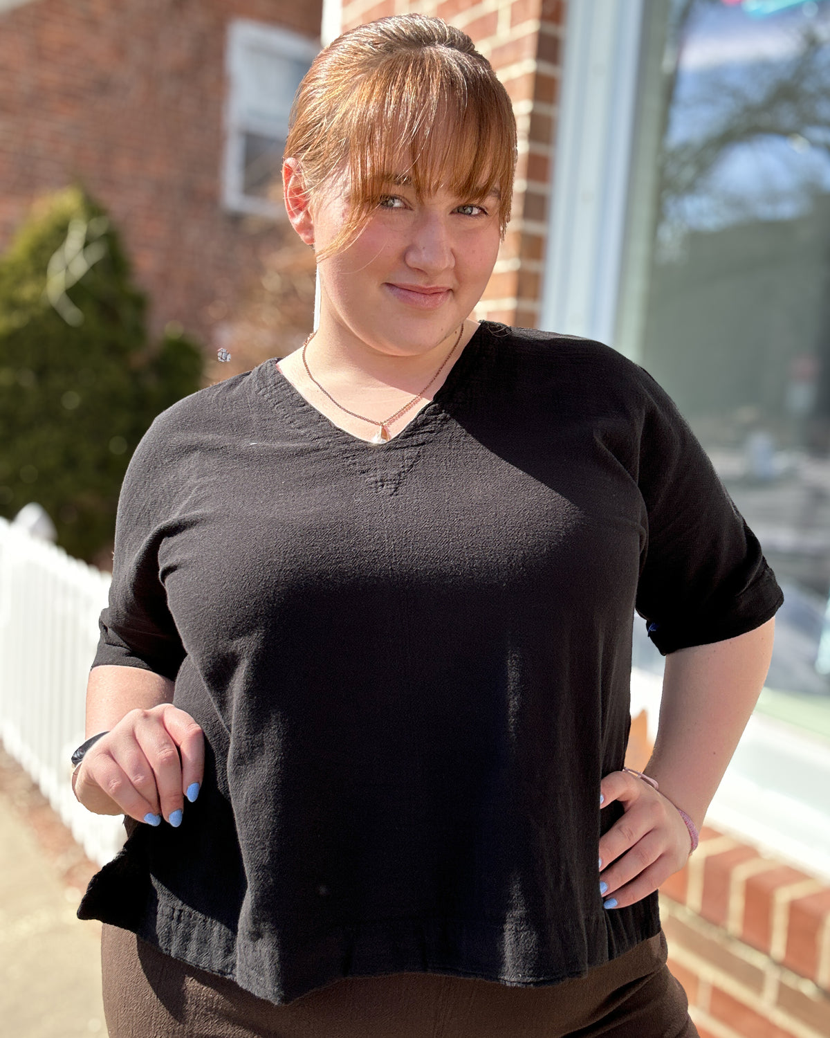 Pepe Cotton Gauze Top | Black