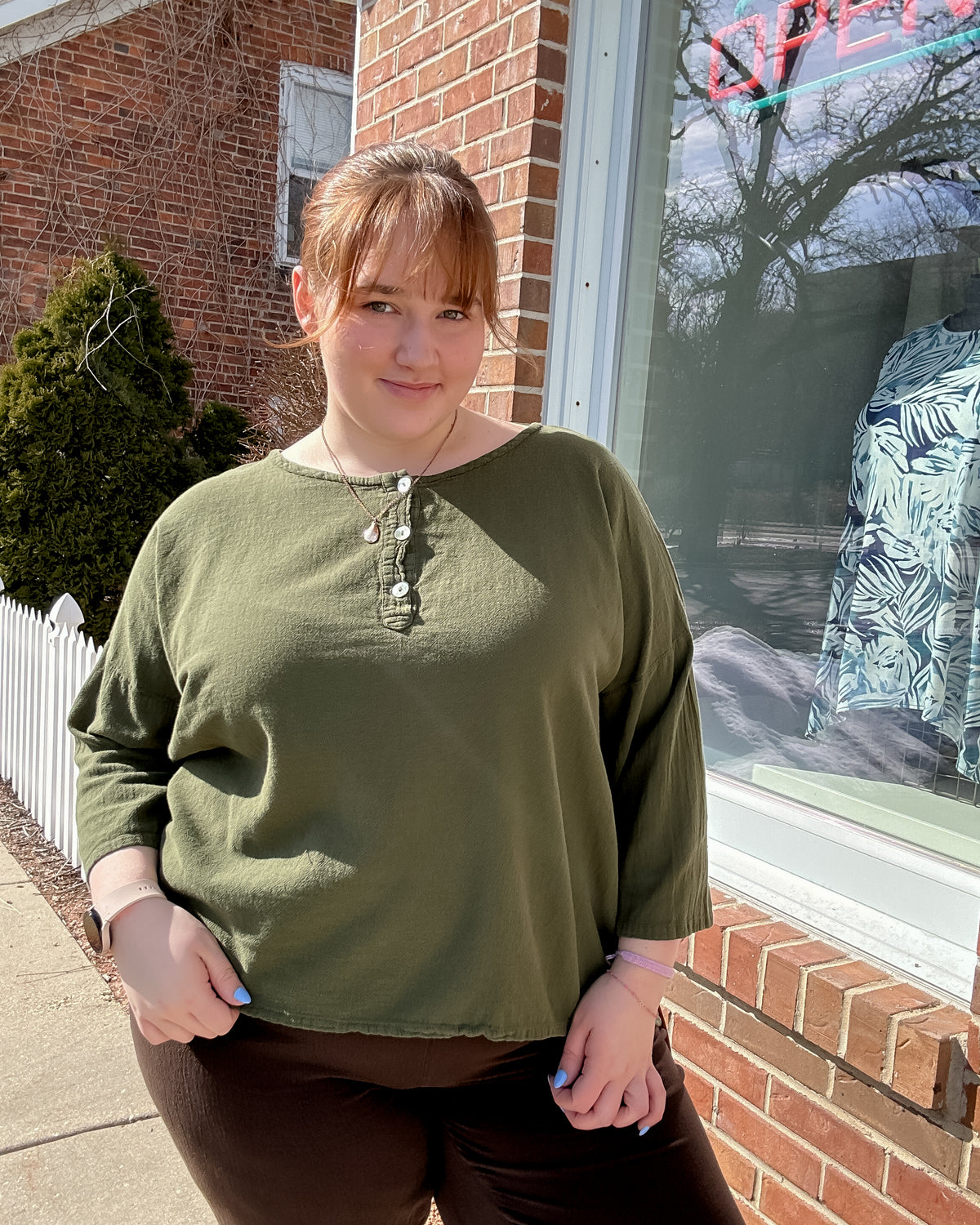 Valley Cotton Gauze Top | Fern