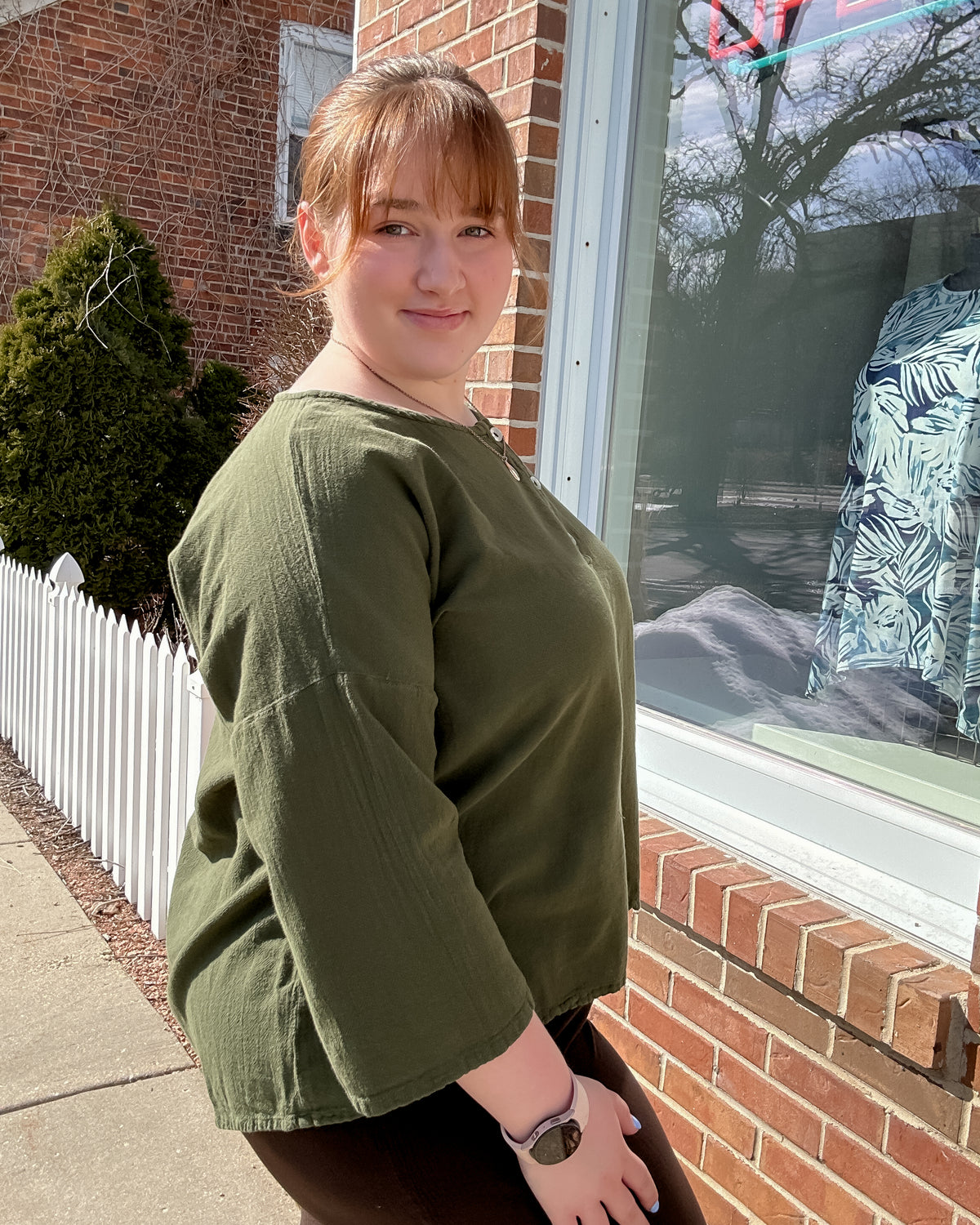 Valley Cotton Gauze Top | Fern