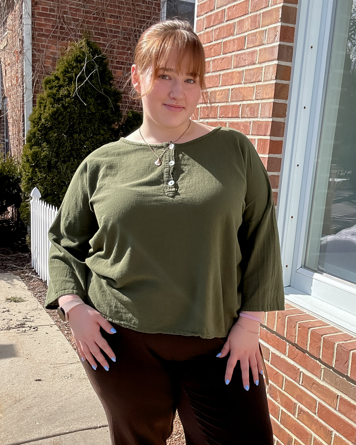 Valley Cotton Gauze Top | Fern