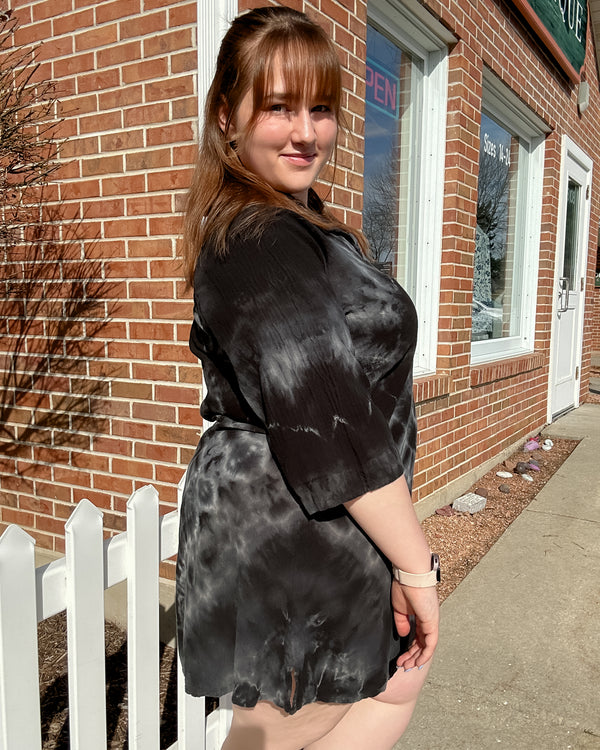 Shelly Cotton Gauze Dress | Black Marble