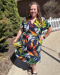 Navy & Orange Knit Dress