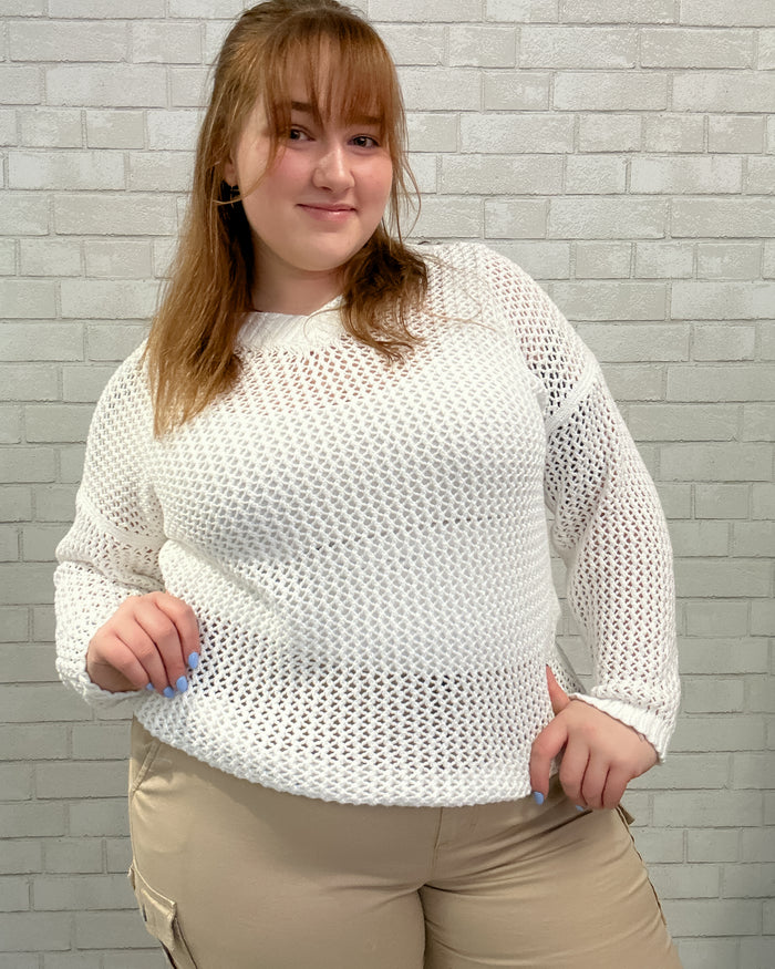 White Open Weave Sweater - Talbots (NWT)