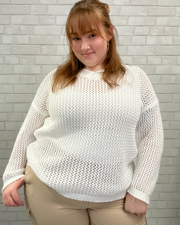White Open Weave Sweater - Talbots (NWT)