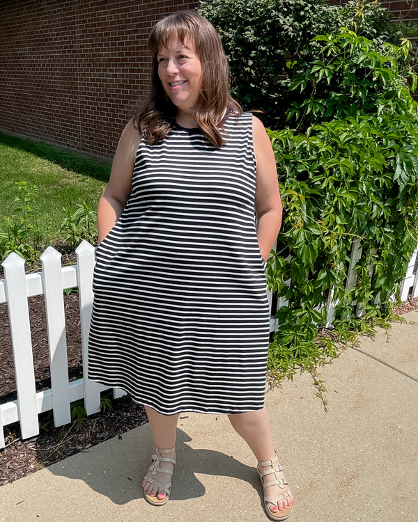 Bay Breton Stripe Sleeveless Dress | Black/White Stripe