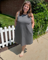 Bay Breton Stripe Sleeveless Dress | Black/White Stripe