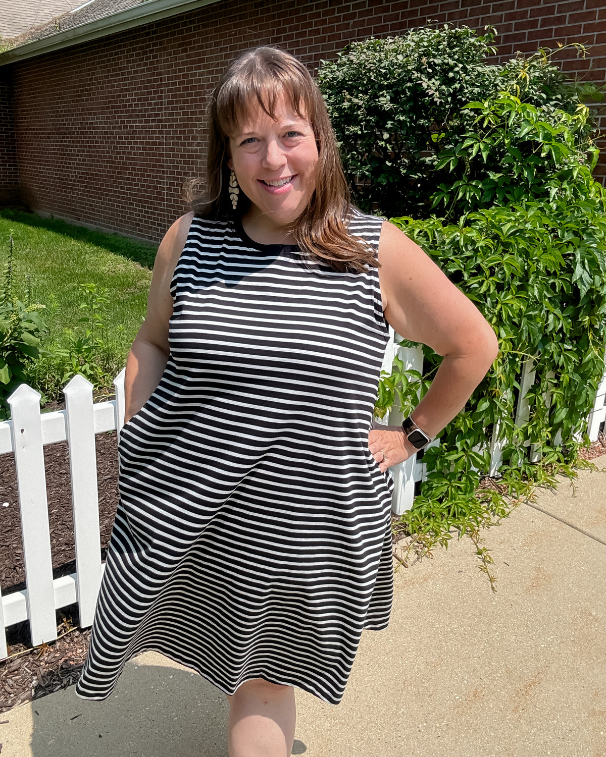 Bay Breton Stripe Sleeveless Dress | Black/White Stripe