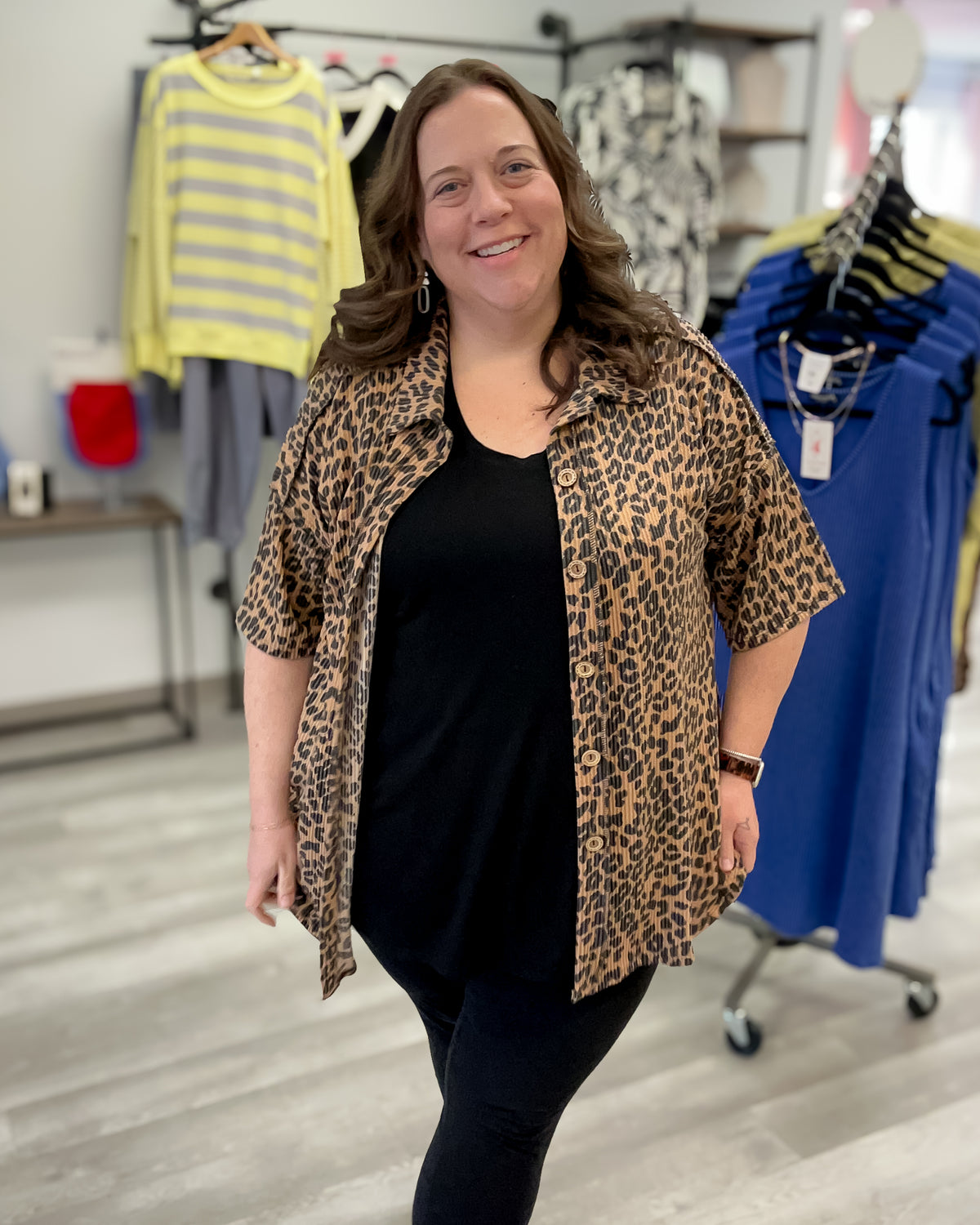 Animal Print Urban Rib Button Down