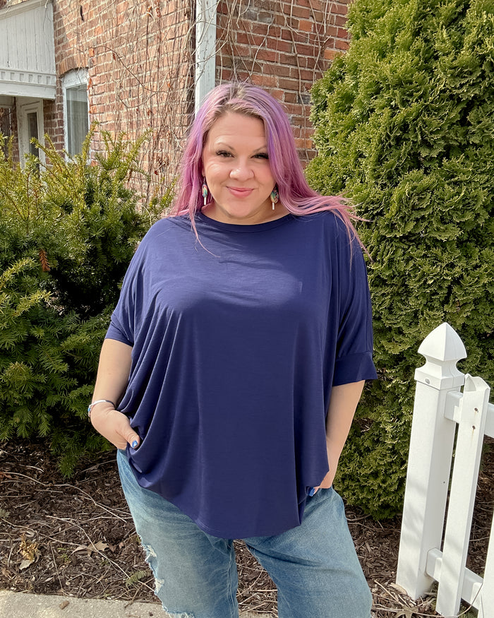 Essential Dolman Sleeve Top | Navy