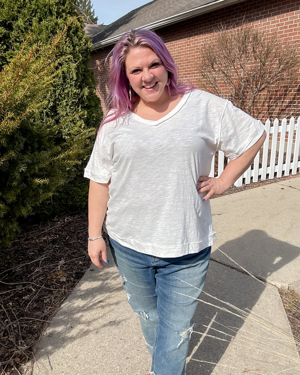 V-Neck Cotton Tee | Ivory