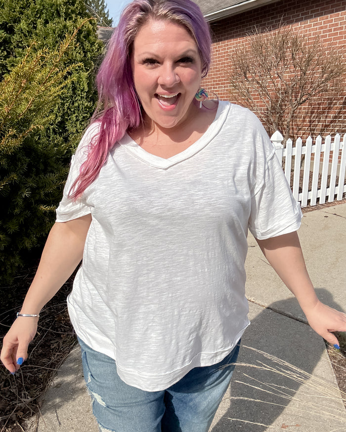 V-Neck Cotton Tee | Ivory