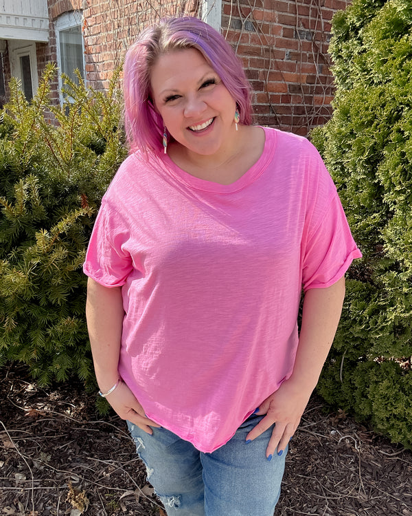 Short Sleeve Cotton Tee | Pink