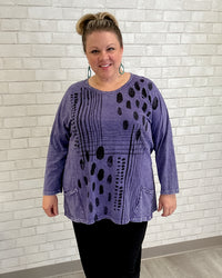 Mix Match Cotton Patch Pockets Tunic Top | Purple