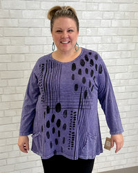 Mix Match Cotton Patch Pockets Tunic Top | Purple