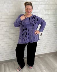 Mix Match Cotton Patch Pockets Tunic Top | Purple