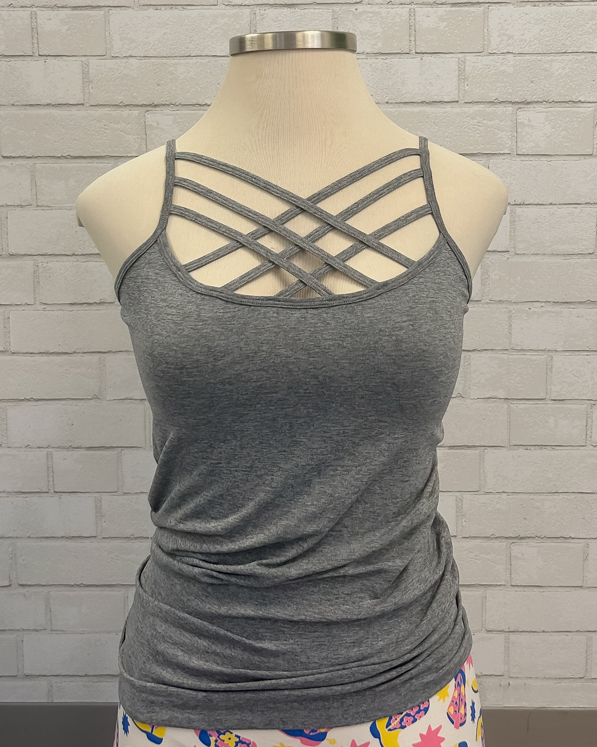 Criss-Cross Seamless Tank | Heather Grey