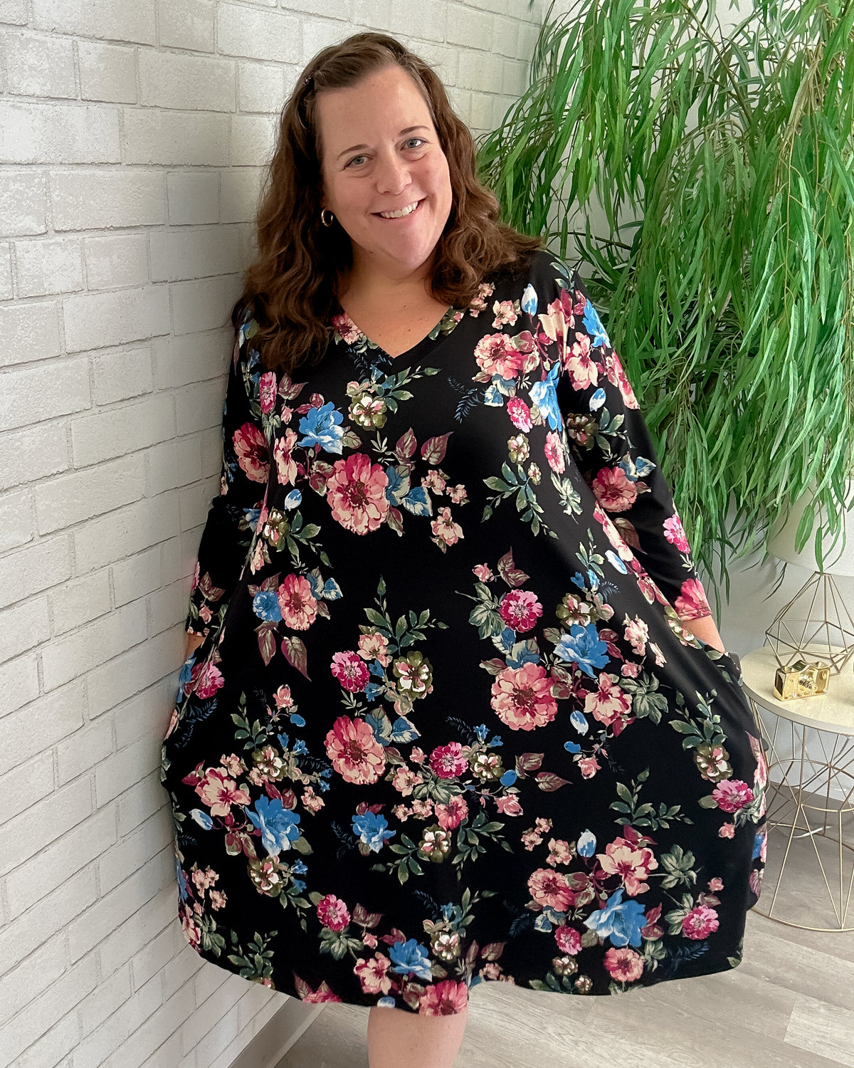 Fall Floral Pocket Dress