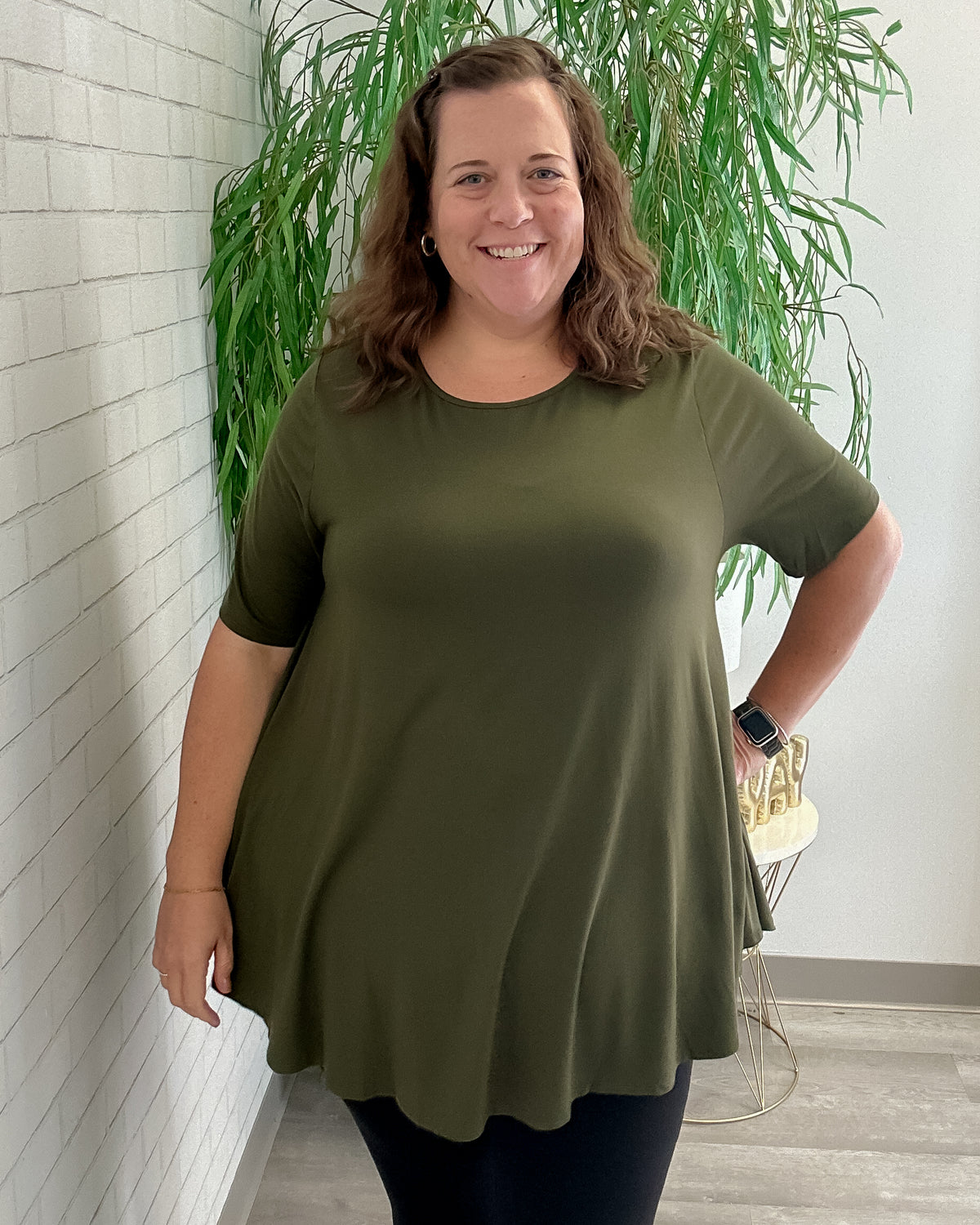 Olive Short Sleeve Swing Tunic