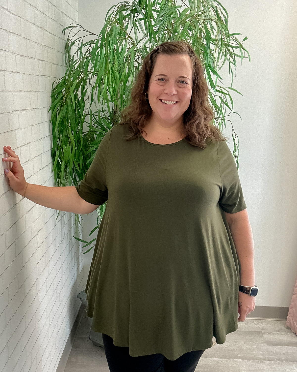 Olive Short Sleeve Swing Tunic