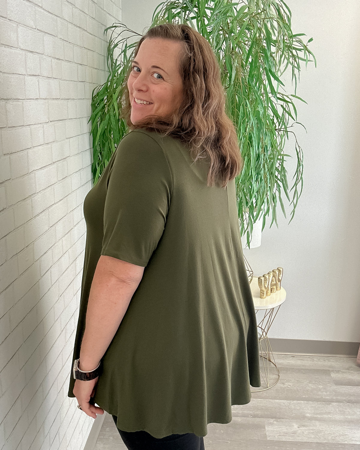 Olive Short Sleeve Swing Tunic