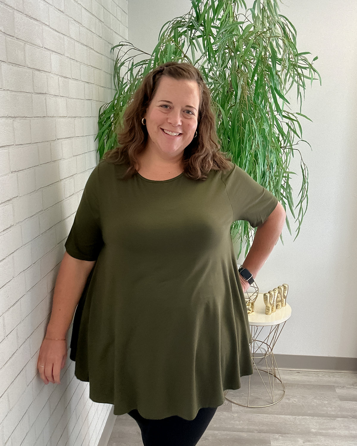 Olive Short Sleeve Swing Tunic