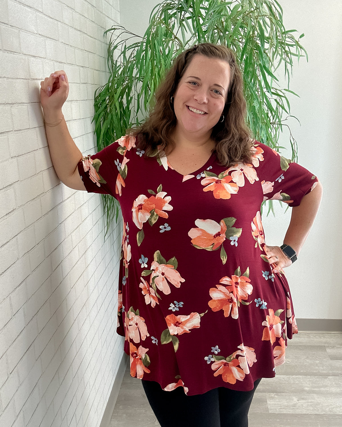 Burgundy Floral Tunic