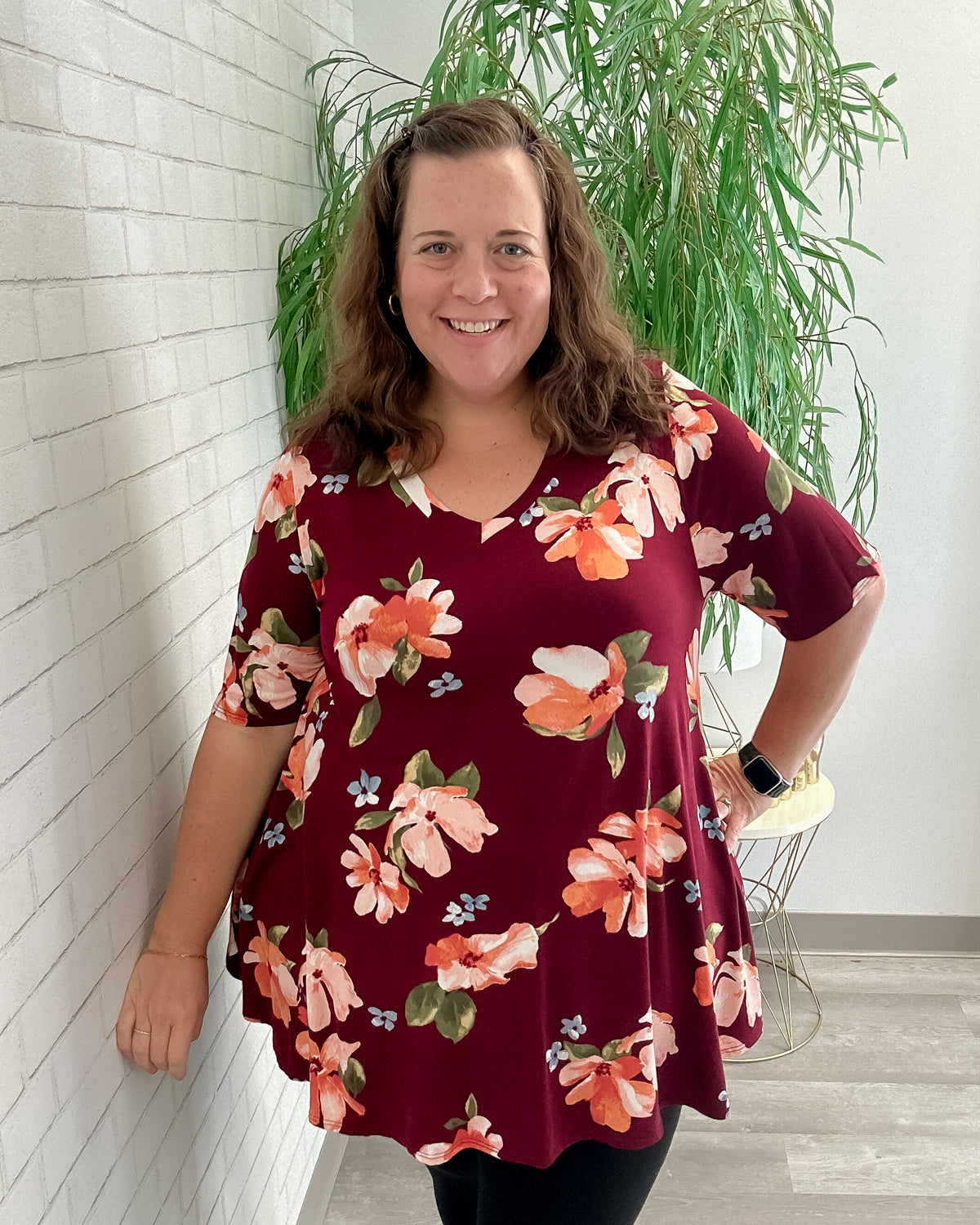 Burgundy Floral Tunic