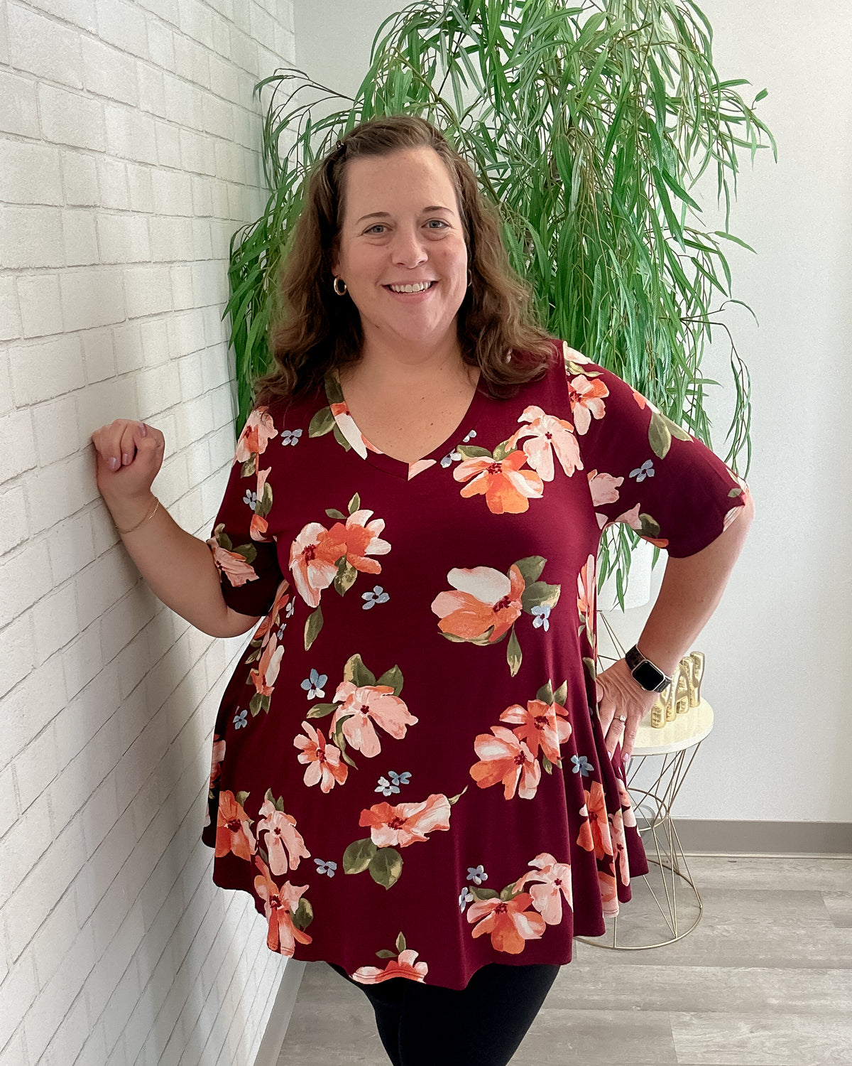 Burgundy Floral Tunic