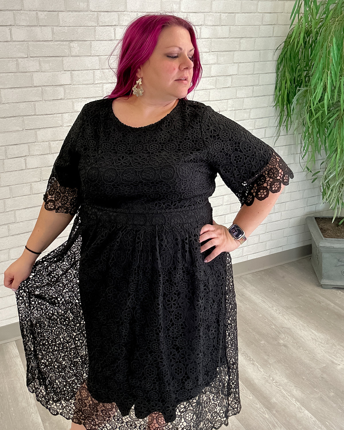 Lace Midi Dress | Black