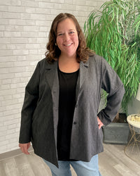 Back Pleat Blazer | Charcoal