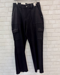 High Waist Cargo Wide Leg Jeans | Black