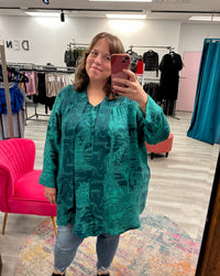 Green Jungle Tie Neck Tunic