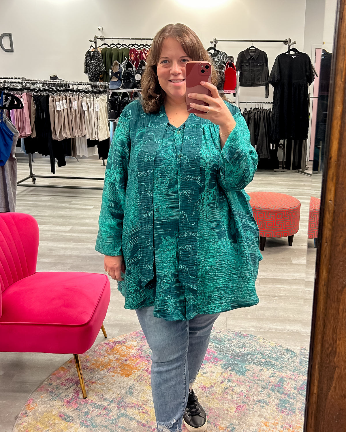 Green Jungle Tie Neck Tunic