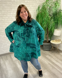 Green Jungle Tie Neck Tunic