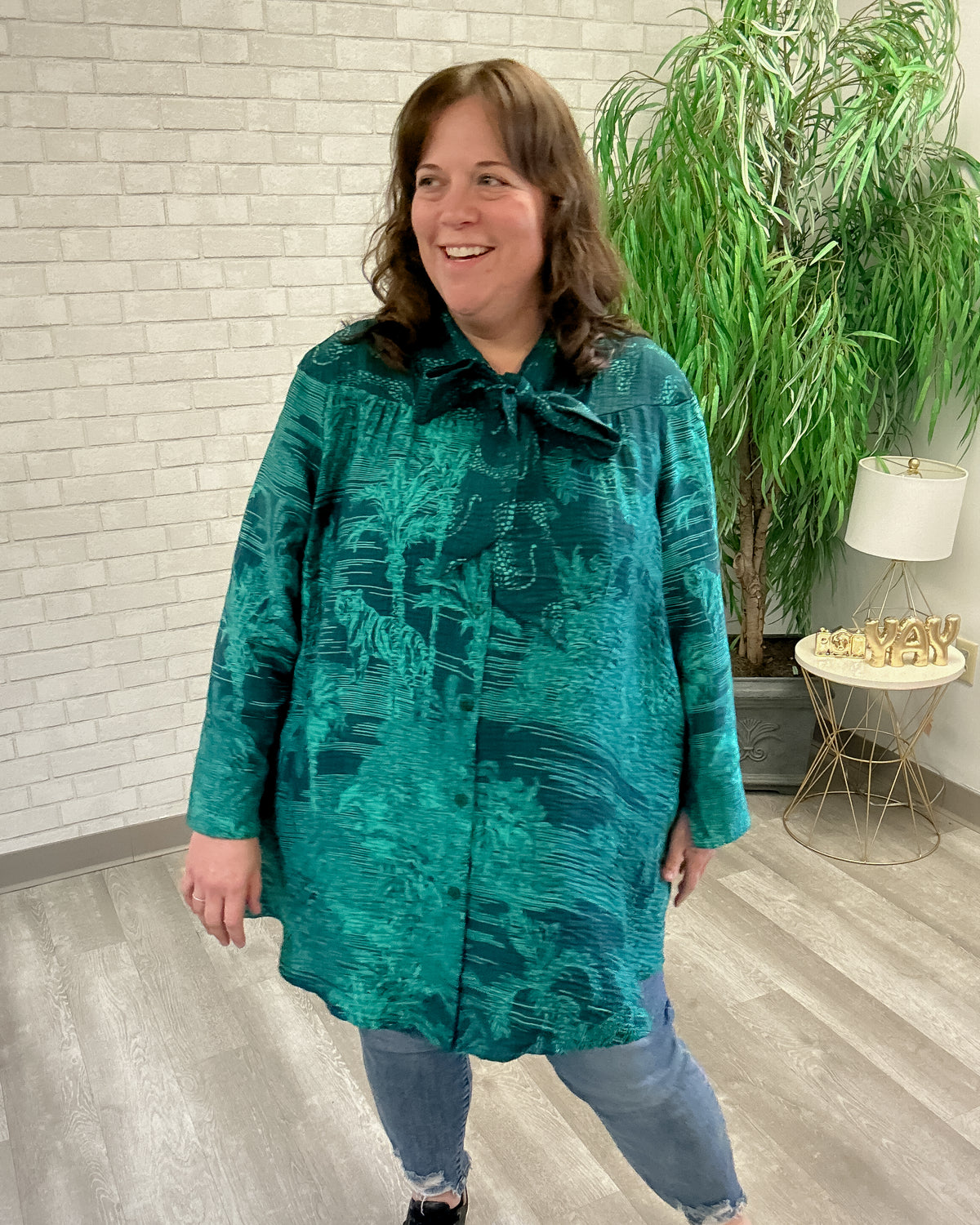 Green Jungle Tie Neck Tunic