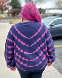 Tie Dye Pullover Sweater | Navy & Fuchsia