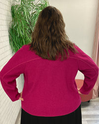One Button Wool Jacket in Fuchsia
